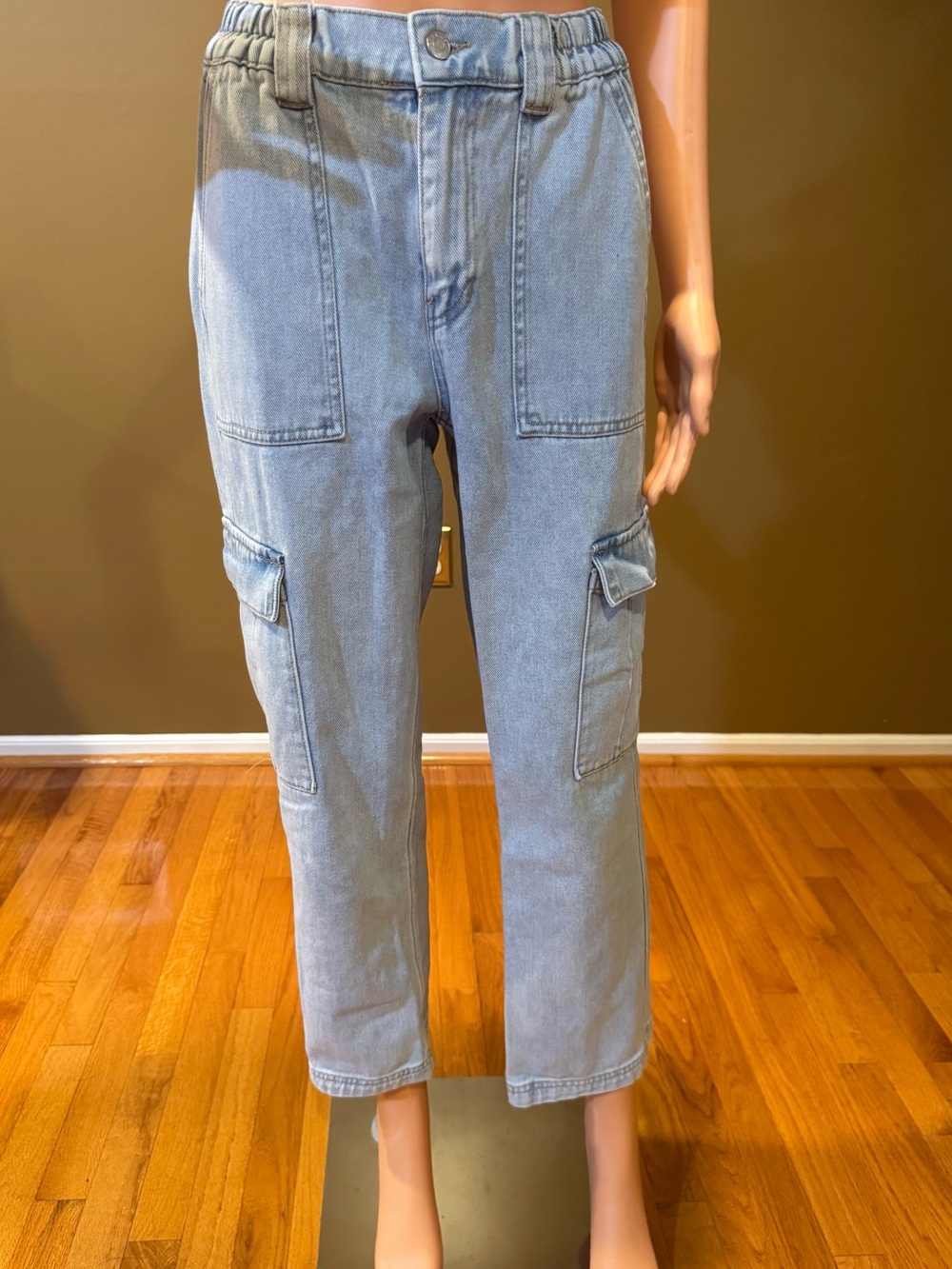 PacSun Light Blue Cropped Cargo Jeans